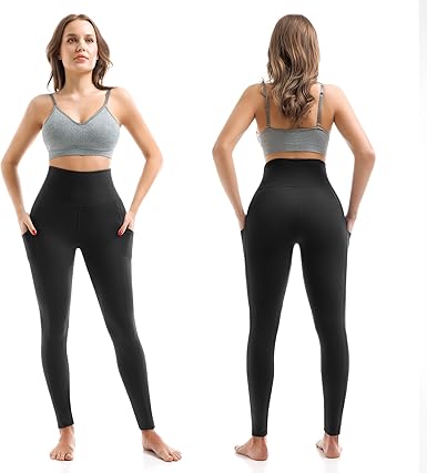 Leggings de cintura alta con bolsillos para mujer, pantalones capri de longitud completa, suaves y elásticos para yoga