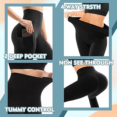 Leggings de cintura alta con bolsillos para mujer, pantalones capri de longitud completa, suaves y elásticos para yoga